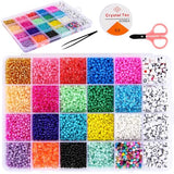 FUNZBO 10000pcs, 20 Colors 3mm Glass Seed Beads - Friendship Bracelet Kit, Beads for Bracelet Making Kit & Jewelry Making Kit, Gifts, Crafts for FUNZBO