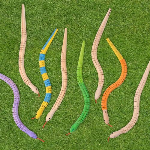 WOWOSS 10 Pcs Unfinished Wooden Wiggly Snakes Set, 12 inch Wooden Snakes Unfinished, Wooden Wiggly Snake, 12 Inch Natural Unpainted Flexible Timber WOWOSS