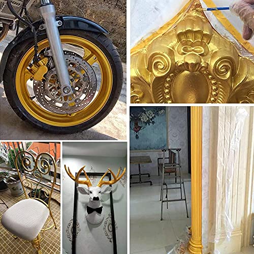 Acrylic Paint Metallic Gold and Silver,200ml Gold Leaf Paint for Art, Painting, Handcrafts,Ideal for Canvas Wood Clay Fabric Ceramic Craft VGSEBA