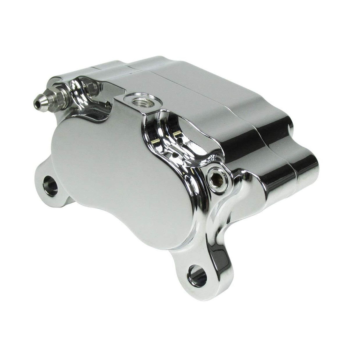 Chrome Ultima 4-piston Billet Aluminum Motorcycle Brake Caliper WITH PADS - Mounting Kits Also Available - Harley Chopper Bobber Cafe Racer Billet Proof Designs