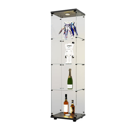 Zacis 4-Tier Lighted Glass Display Cabinet with Lock for Living Room and Bedroom Zacis