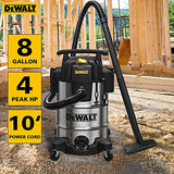 DeWalt DXV08S Wet/Dry Vacuum 8 Gallon 4 Peak HP, Stainless Steel, Silver DEWALT