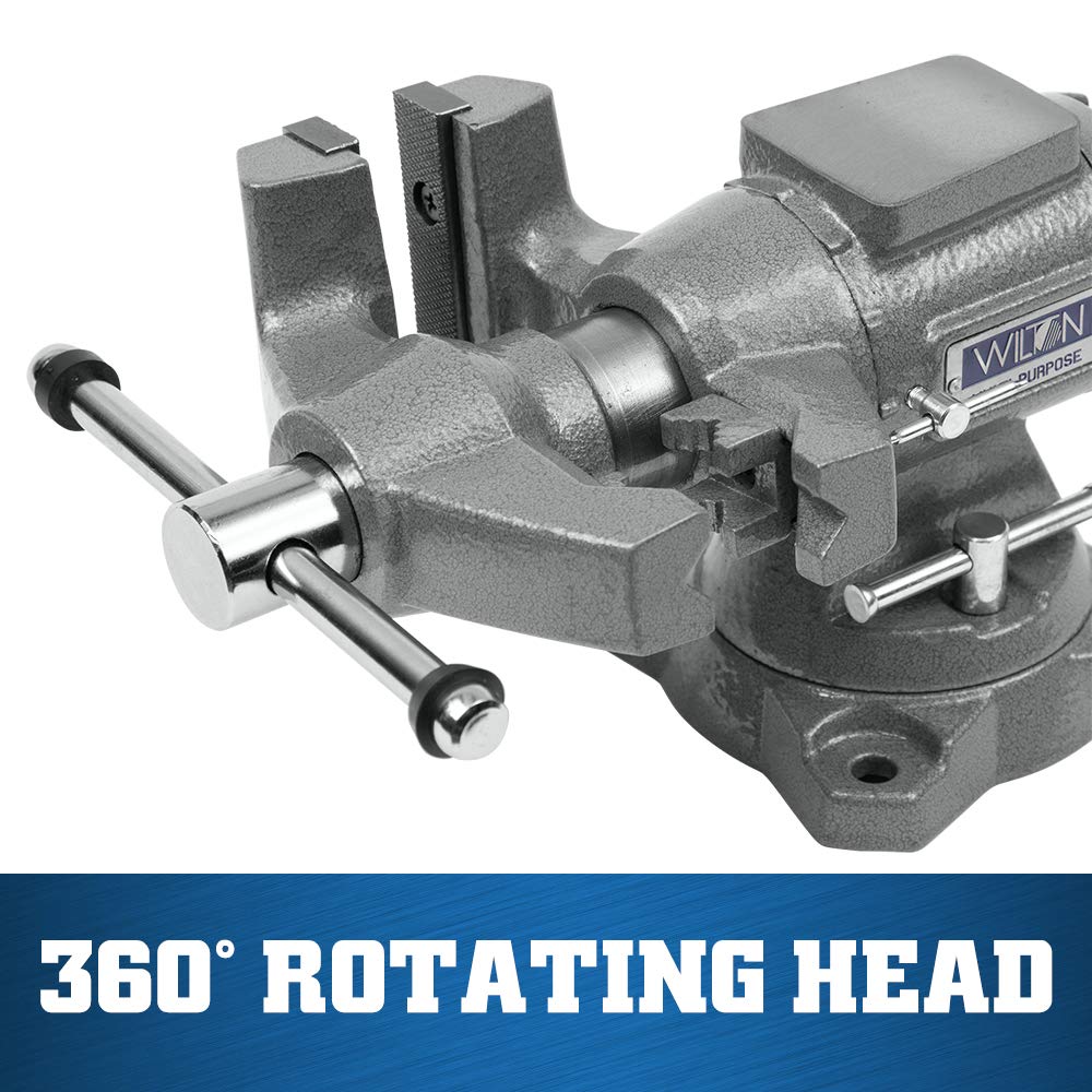 Wilton 4-1/2" Multi-Purpose Bench Vise, 360° Rotating Head & Base, 4" Max Opening (450P) Wilton