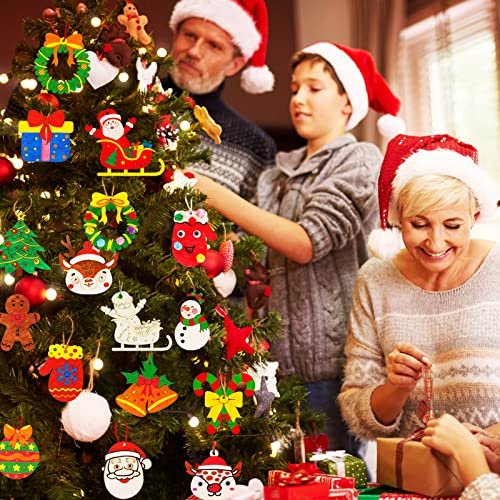 MGParty 60Pcs DIY Wood Slices, Wooden Christmas Ornaments Bulk for Crafts, Unfinished Paintable Wooden Hanging Decorations, Wood Kit for Crafts with MGparty