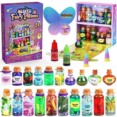 Alritz Fairy Polyjuice Potion Kits for Kids, 20 Bottles Magic DIY Mixies Potions, Christmas Decorations Creative Crafts Toys for Girls 6 7 8 9 10 Alritz
