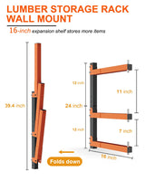 Acools Lumber Storage Rack, Lumber Rack Wall Mount, Heavy Duty Wood Storage Racks with 6-Level System, 720 lb Durable Garage Wood Organizer, Orange Acools