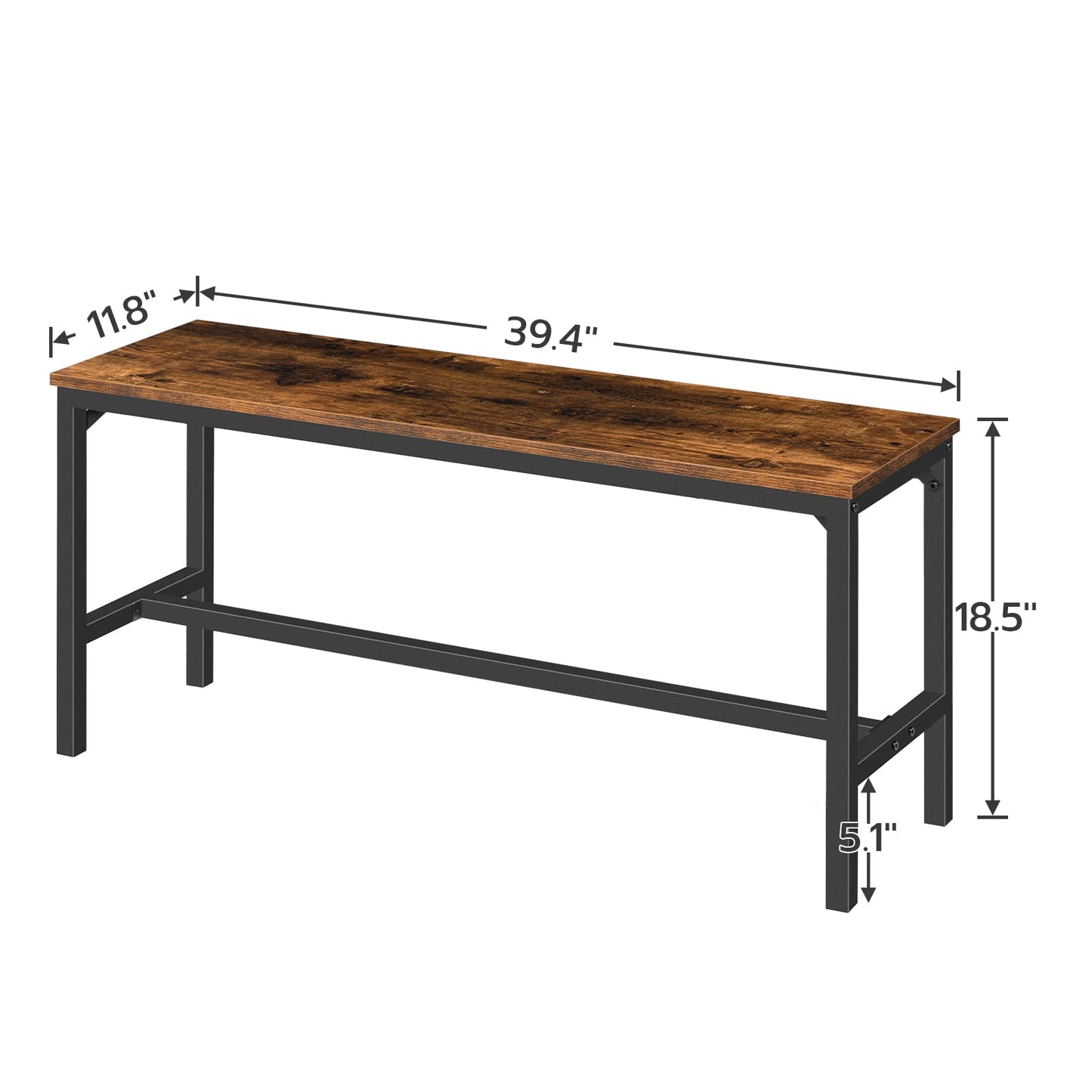 HOOBRO Dining Benches, Pair of 2 Kitchen Benches, Industrial Table Benches, Wooden Indoor Benches, Durable and Stable, for Dining Room, Kitchen,