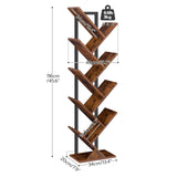 HOOBRO Rustic Brown 9-Tier Tree Bookshelf - Stylish Wooden Storage Rack for Books and CDs HOOBRO