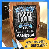 Chalkola Liquid Chalk Markers & Metallic Colors Pack of 16 Chalk Pens - for Chalkboard, Blackboards, Window, Glass, Bistro | 6mm Reversible Bullet & Chalkola