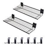 ATOOLA Slatwall Shelves 24 Inch, Heavy Duty Slatwall Accessories, Slat Wall Wire Shelf, Gargage Storage Slatboard Shelves (2 Pack) ATOOLA