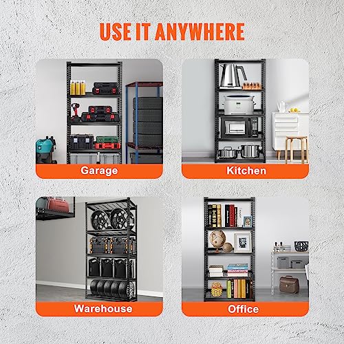 VEVOR Storage Shelving Unit, 5-Tier Adjustable, 2000 lbs Capacity, Heavy Duty Garage Shelves Metal Organizer Wire Rack, Black, 36" L x 16" W x 72" H VEVOR