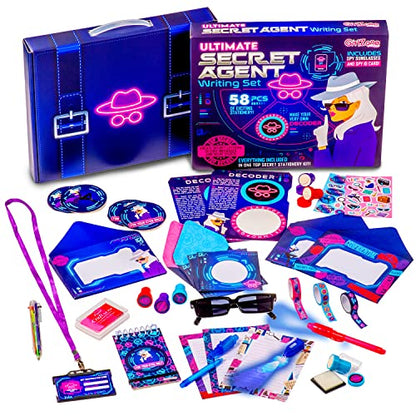 GirlZone Ultimate Secret Agent Writing Set, Exciting Spy Kit and Fun Stationery Set with Spy Pen Toy, Stationery Paper and Envelopes Set for Spy - WoodArtSupply