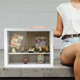 WANLIAN Large Shadow Box with Shelves, 16x14 Wooden Shadow Box Display Cabinet with Acrylic Window, 2 Removable Shelves and Linen Back, for WANLIAN