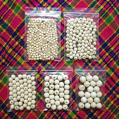 Amaney 400pcs 6mm-14mm Unfinished Wood Beads Assorted Natural Round Ball Loose Solid Wooden Spacer Beads for Crafts DIY Handmade Jewelry Making - WoodArtSupply