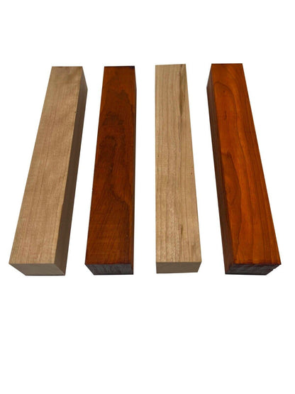 Pack of 4, Cherry, Padauk Turning Wood Blanks 2" X 2" X 30" Suitable Wood Pieces for Wood Crafts and Projects