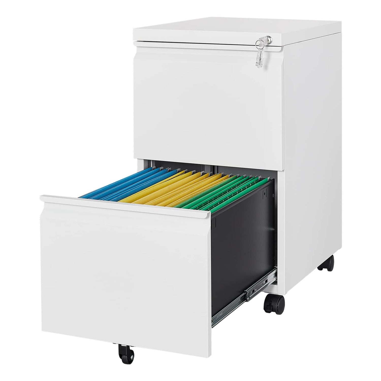 LISSIMO Metal File Cabinets with 2 Drawer,Under Desk Locking File Cabinet for Legal Letter Files, Office Storage Cabinet with Wheels Assembly LISSIMO