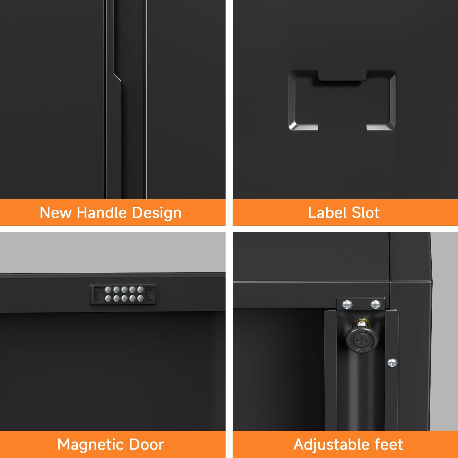 Coolsun Metal Storage Cabinet, Garage Storage Cabinet with Doors and 2 Adjustable Shelves, 36" Black File Cabinet, Locking Cabinet for Coolsun