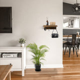 HRONRAD Rustic Key Holder for Wall, Farmhouse Wall Shelf with 4 Hooks, Wall Mounted Key Racks, Wooden Mail Organizer with Hooks for Entryway (Brown) HRONRAD