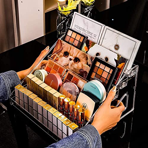 YIEZI Nail Polish Organizer 84 Bottles of 7 Layers Sunglass Organizer Acrylic Display Rack Eyeglasses Storage Essential Oils Holder Makeup Organizer YIEZI