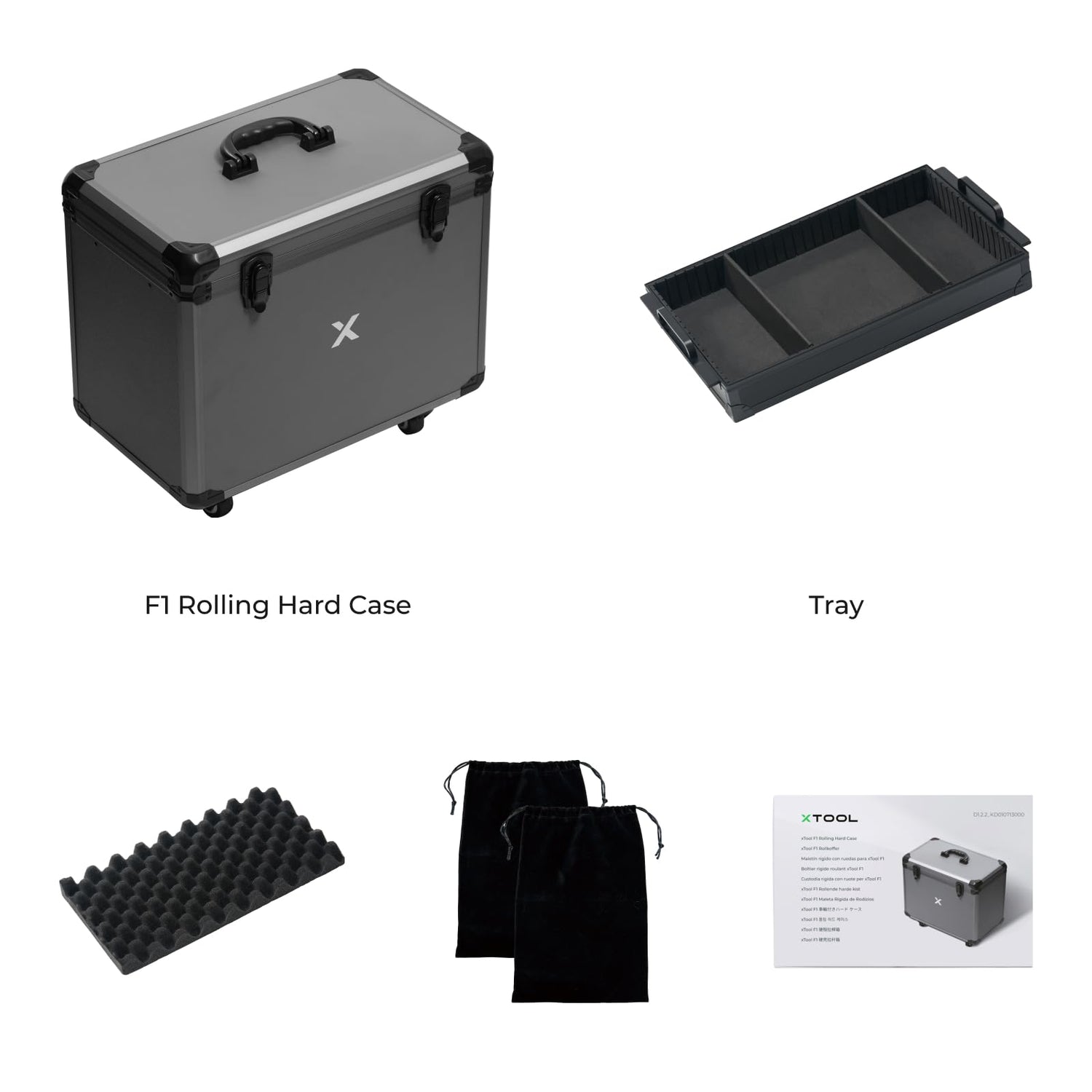 xTool F1 Rolling Hard Case for F1 Craftshow, Shockproof Shell and Embedded Foam Protect F1 Laser Machine, Retractable Handle and Omni-directional xTool