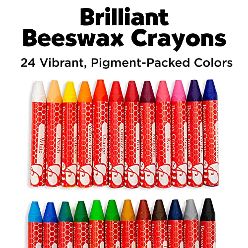 Faber-Castell Beeswax Crayons in Durable Storage Case, 24 Vibrant Colors Faber-Castell