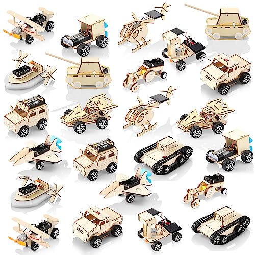 Leitee 24 Set Kits Wood Projects for Boys Girls to Build 3D Wooden Building Kit Puzzles Mechanical Car Educational Science Models Kits Building Toys - WoodArtSupply