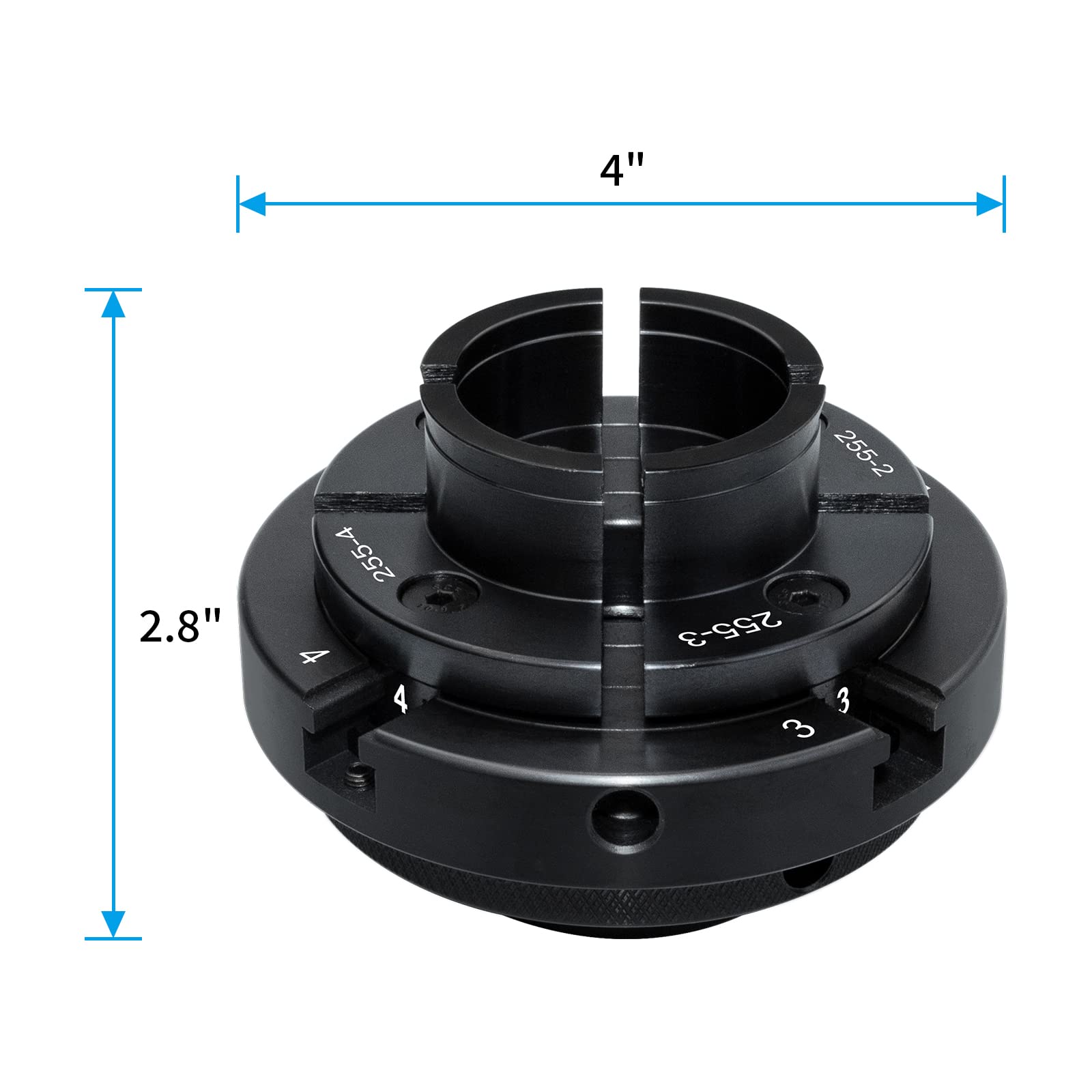 DEEFIINE 4 Inch Wood Lathe Chuck Set 1" x 8 tpi thread & 3/4"x16TPI Adapter, Self Centering 4 Jaw Wood Turning Chuck (2PCS jaws) Black - WoodArtSupply