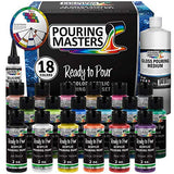 U.S. Art Supply Pouring Masters 18 Color Ready to Pour Acrylic Pouring Paint Set - Premium Pre-Mixed High Flow 2-Ounce Bottles - for Canvas, Wood, U.S. Art Supply