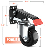 SPACEKEEPER Workbench Casters kit 920 Lbs Retractable Casters Heavy Duty Bench Caster Wheels Side Mounted Retractable Workbench Wheels Designed for SPACEKEEPER