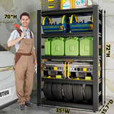 SFTORMAS 72" H Heavy Duty Garage Shelving, 5 Tier Adjustable Metal Shelving, 15.75" D X 35.3" W X 72" H, Black SFTORMAS