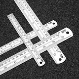 Ruler Metal Stainless Steel Ruler Straight Edge Measuring Tool Set of 4(6/8/12/16 inch) Fyore