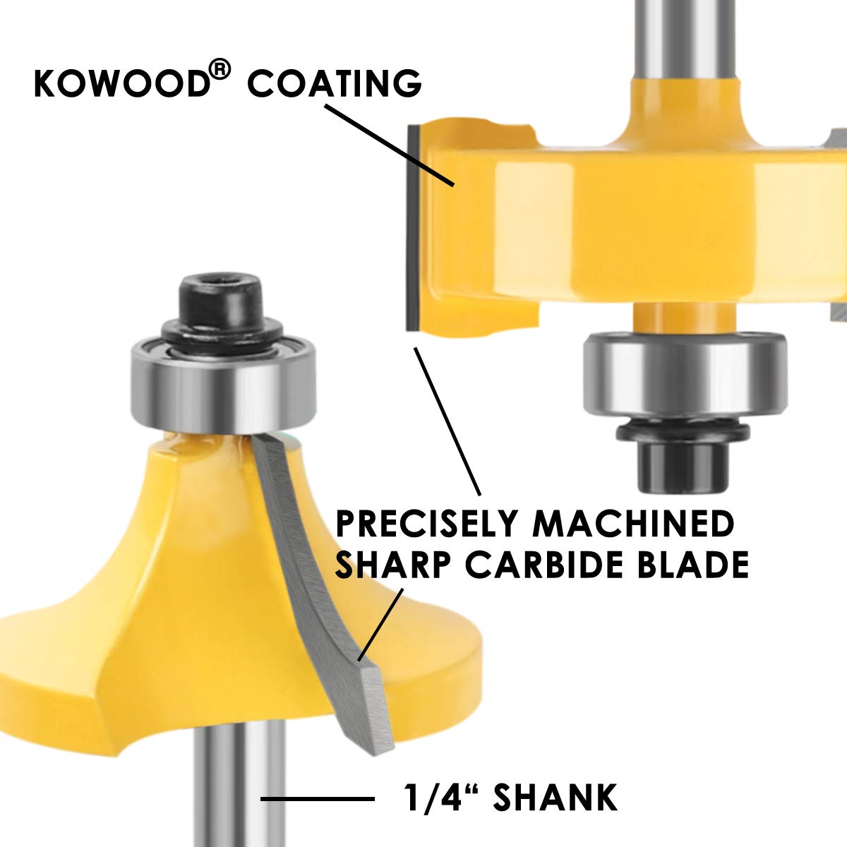 KOWOOD Router Bits Sets of 35B Pieces 1/4 Inch T Shape Wood Milling Cutter - WoodArtSupply