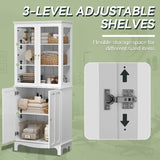 ARTPOWER 72" Freestanding Kitchen Pantry Storage Sideboard, Classical Tall Cabinet with Glass Door and Adjustable Shelves for Kitchen, Livingroom and ARTPOWER