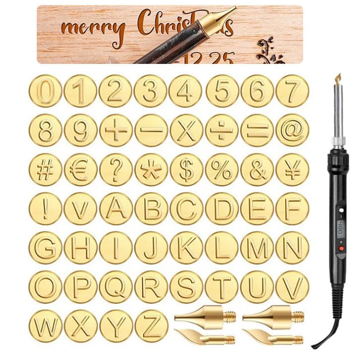 DIY Wood Leather Burning Set - 26 Letters Copper Mold Number Symbol Soldering Iron, DIY Wood Burning Carving Tip Set, Wood Burning Tips Embossing - WoodArtSupply