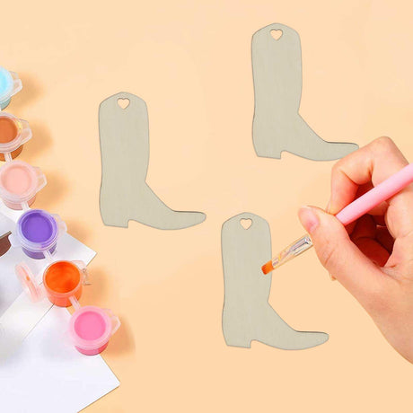 20pcs Cowboy Boots Wooden Cutouts DIY Crafts Embellishments Boots Shapes Unfinished Wood Gift Tags Ornaments for Wedding Birthday Baby Shower JANOU
