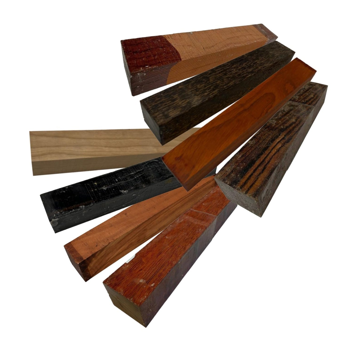 Exotic Wood Zone's Combo Pack of 8 Turning Wood Blanks Square Hardwood Lathe Supplies | Rosewood, Padauk, Red Palm, Black Palm, Bloodwood,