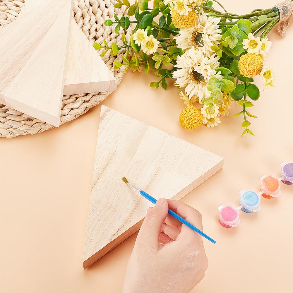 OLYCRAFT 12Pcs 4Sizes Unfinished Wooden House Shaped Blocks & 3Pcs 7x6 Inch Unfinished Wooden Triangle Shaped Blocks Wooden Tray Plates Blank Wooden OLYCRAFT