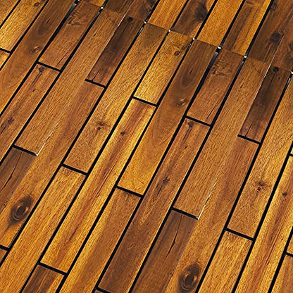 Interlocking Deck Tiles 24 x 12 Long Boards - Snap Together Wood Flooring | Acacia Hardwood Outdoor Flooring for Patio | Floor Decking Tile,