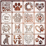 16 Pieces Dog Stencils Dog Paw Print Stencil Love Sunflower Heart Dog Stencils for Painting on Wood Reusable Painting Templates for DIY Crafts Boqon