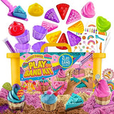GirlZone Sweet Cakes Play Sand Kit, Fun Sand Box Toys Kit with 2lbs Moldable Sensory Sand and 17 Sandbox Sand Tools, Fun Sand Toys for Toddlers Age GirlZone