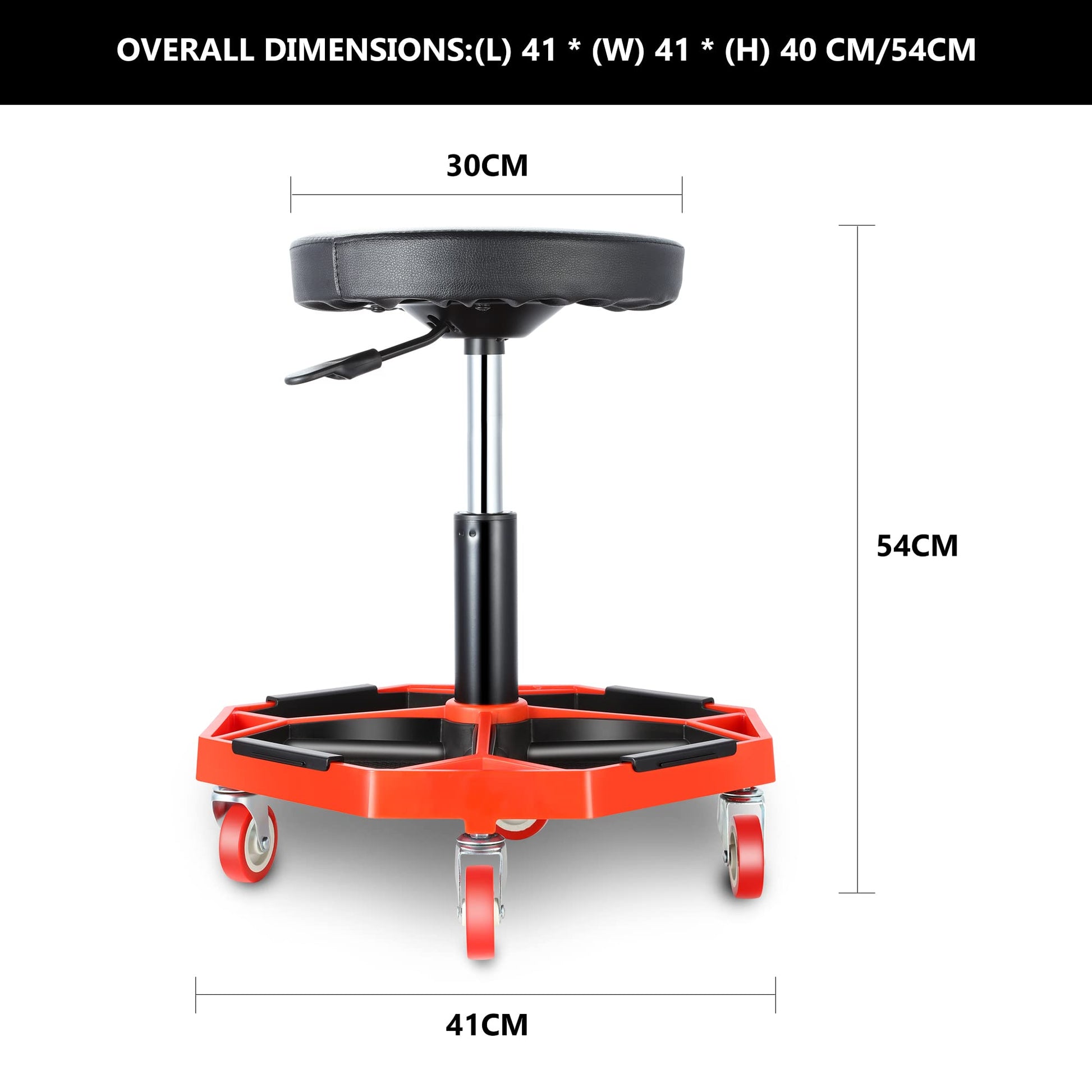 DNA MOTORING TOOLS-00253 Adjustable Height Pneumatic Garage Seat Rolling Mechanic Stool with Tool Tray Storage,300lbs Max Weight Capacity - WoodArtSupply