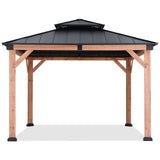 ABCCANOPY Wood Gazebo 11x11 - Outdoor Patio Wooden Gazebo with Hardtop Metal Double Roof for Garden, Backyard and Deck ABCCANOPY
