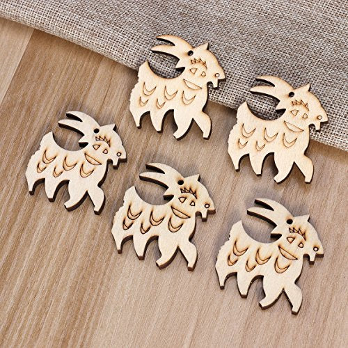 SUPVOX 10Pcs Unfinished Wood Cutout Wooden Goat Shape Natural Wood Pieces for DIY Arts Crafts Projects SUPVOX