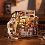 DIY Miniature House Kit Flavory Coffee Shop, Tiny House Kit for Adults to Build, Mini House Making Kit with Furnitures, Halloween/Christmas Wowood