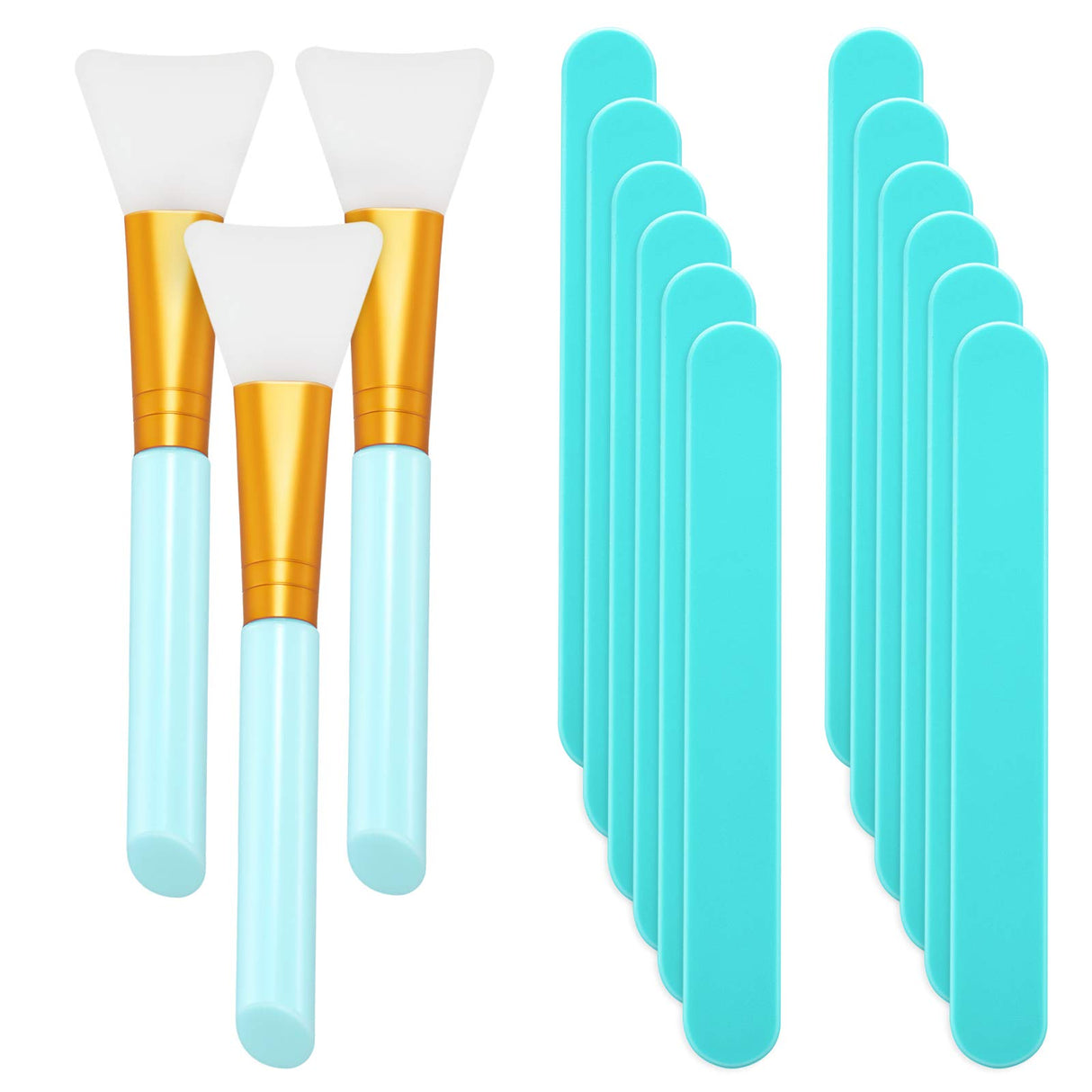 15 Pieces Reusable Stir Sticks Sets Include 12 Pieces Resin Sticks Stirring Makeup Stick and 3 Pieces Silicone Epoxy Brushes for Mixing Resin Epoxy Patelai