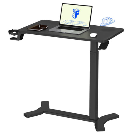 FLEXISPOT Medical Adjustable Overbed Bedside Table with Wheels Pneumatic Mobile Standing Desk Laptop Desk Rolling Computer Cart Movable Overbed Table FLEXISPOT