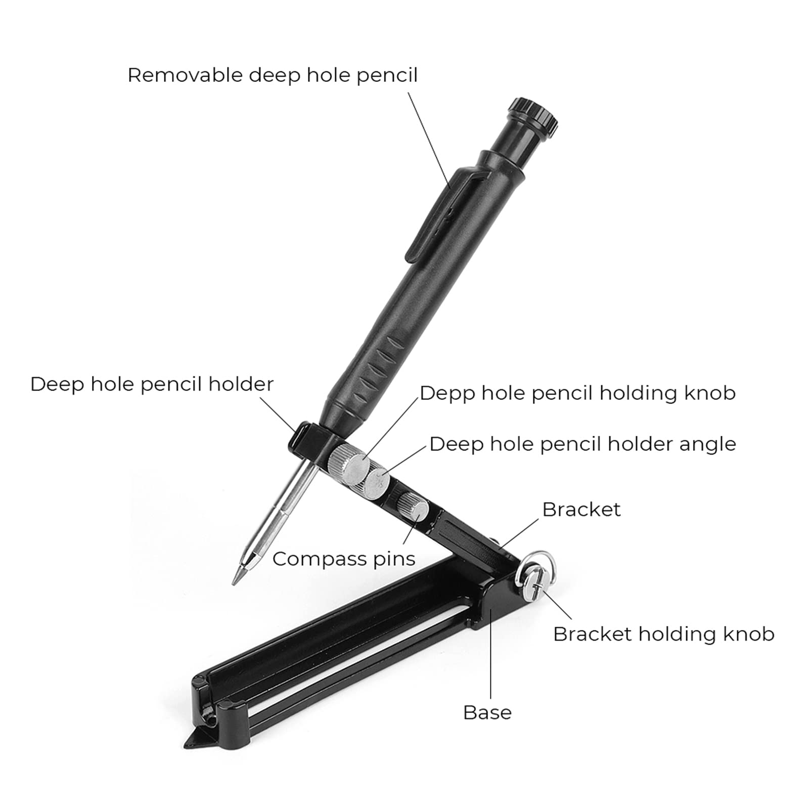 MYLEUS Multi-function Scribing Tool Upgraded - Construction Pencil- Aluminum Alloy Scribe Tool with Deep Hole Pencil,DIY Woodworking Scribe Gauge - WoodArtSupply