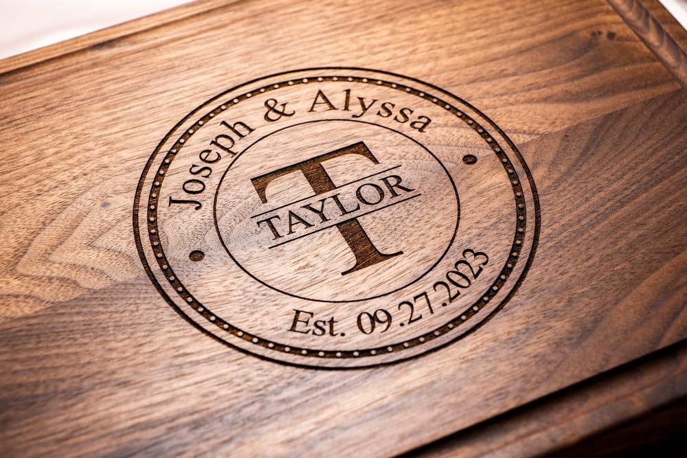 Personalized Cutting Board, Custom Wedding, Anniversary or Housewarming Gift Idea, Wood Engraved Charcuterie, for Couples, Family and Clients Initial Wedding Gift Boutique