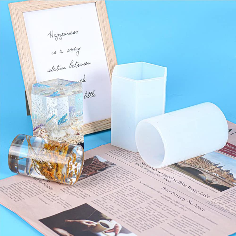 NICAVKIT 6Pcs Silicone Candle Molds Set for Candle Making, Bubble Pillar Candle Mold, 3D Hexagonal Cylinder Candle Mold, Silicone Mold for Soy Wax, NICAVKIT