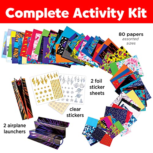 Creativity for Kids Fold and Launch Paper Airplanes - Create 80 Paper Planes, 2 Airplane Launchers, Crafts for Kids Age 6-8+ Creativity for Kids